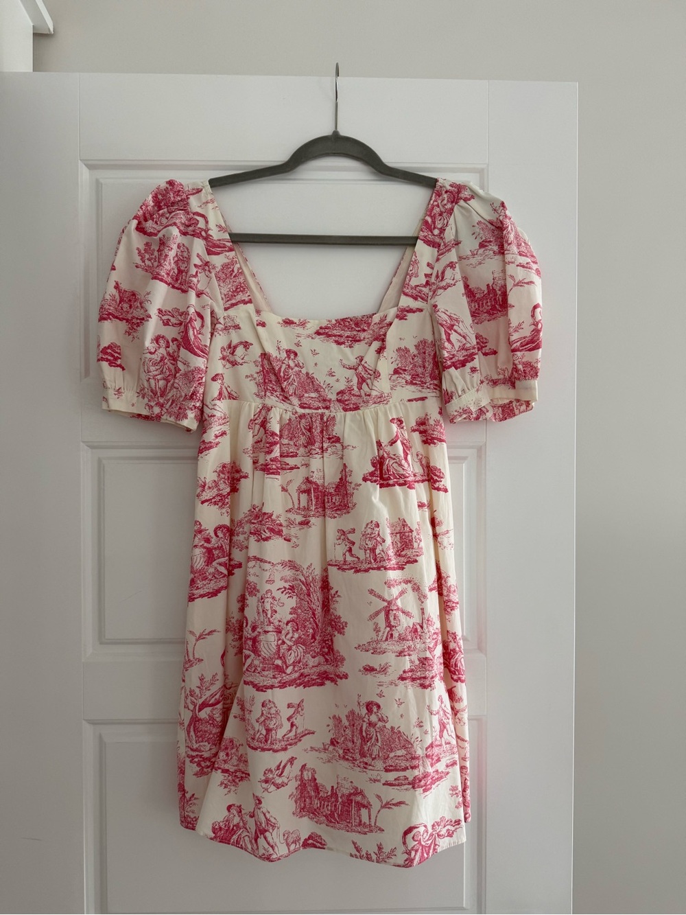 Urban Outfitters x Laura Ashley Ivory Mini Dress with Pink Toile Print